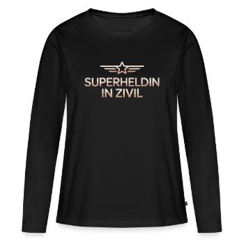 Super-héroïne en costume de super-héros civil - T-shirt manches longues Premium bio Femme - noir - Devant - Julia (174cm)