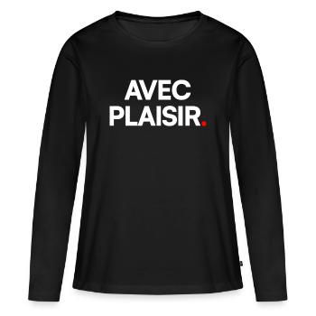 Avec plaisir - T-shirt manches longues Premium bio Femme - noir - Devant - Julia (174cm)