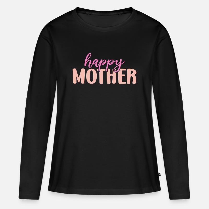 Glückliche Mutter - Frauen Premium Bio Langarmshirt - Schwarz