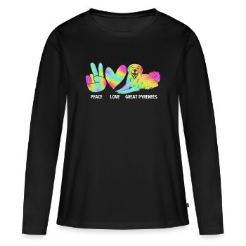 Chien des Pyrénées - T-shirt manches longues Premium bio Femme - noir - Devant - Julia (174cm)