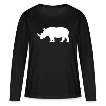 Rhino Silhouette Minimaliste - T-shirt manches longues Premium bio Femme - noir - Devant - Julia (174cm)