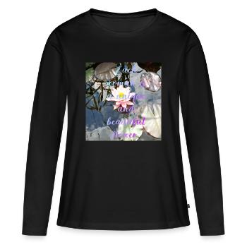 Belle fleur... - T-shirt manches longues Premium bio Femme - noir - Devant - Julia (174cm)
