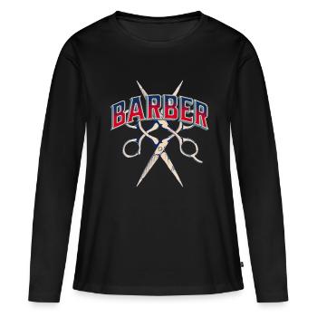 Barbier Barbier - T-shirt manches longues Premium bio Femme - noir - Devant - Julia (174cm)