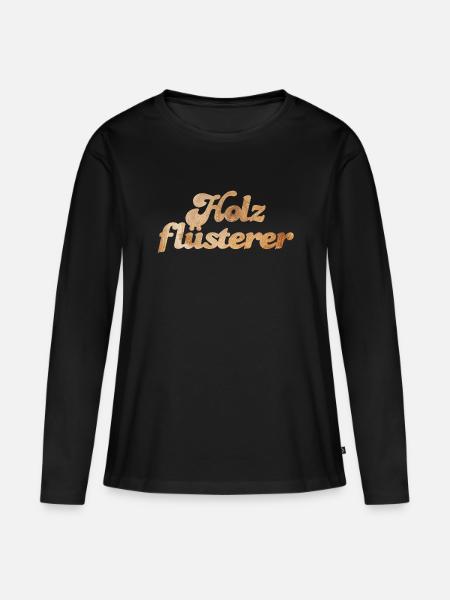 Holz Tischler Fan coole lustige Sprüche Maserung - Frauen Premium Bio Langarmshirt - Schwarz