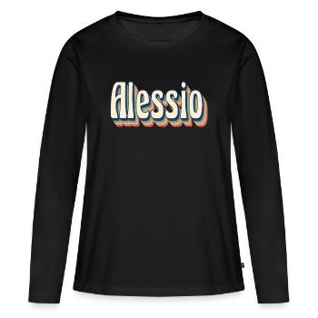 Alessio rétro vintage t-shirt t-shirt cadeau - T-shirt manches longues Premium bio Femme - noir - Devant - Julia (174cm)