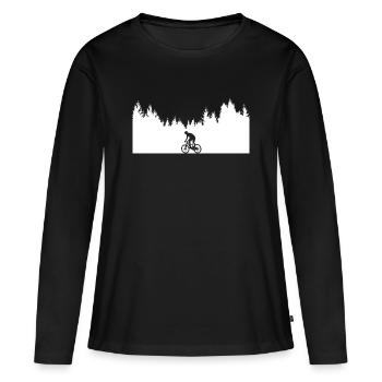 Fahrrad-_Mountainbike-_Wald - Frauen Premium Bio Langarmshirt - Schwarz - Vorne - Julia (174cm)