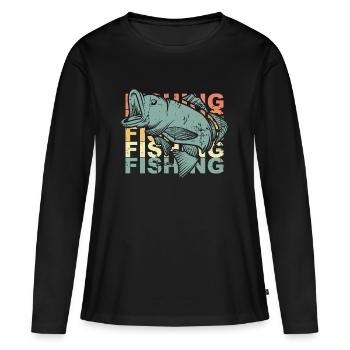 Pêche pêche - T-shirt manches longues Premium bio Femme - noir - Devant - Julia (174cm)