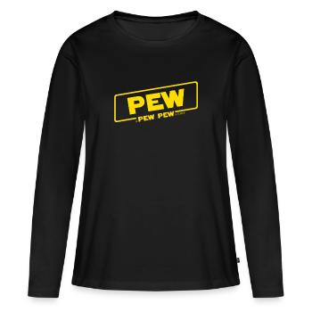 Une histoire de Pew Pew - T-shirt manches longues Premium bio Femme - noir - Devant - Julia (174cm)