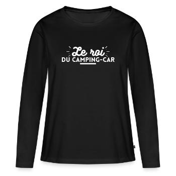 Le roi du camping car. cadeau camping car - T-shirt manches longues Premium bio Femme - noir - Devant - Julia (174cm)