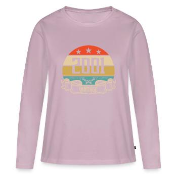 2001 Vintage Birthday Retro Classic - T-shirt manches longues Premium bio Femme - rose poudré - Devant - Julia (174cm)