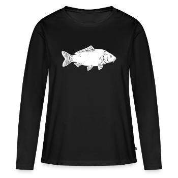 Silhouette de carpe dans la pêche grunge brute - T-shirt manches longues Premium bio Femme - noir - Devant - Julia (174cm)