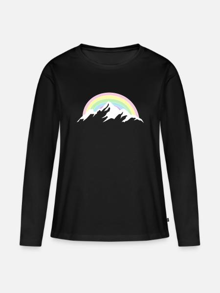 Berg Regenbogen Naturliebhaber - Frauen Premium Bio Langarmshirt - Schwarz