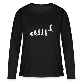 Evolution Ultimate Frisbee - Frauen Premium Bio Langarmshirt - Schwarz - Vorne - Julia (174cm)