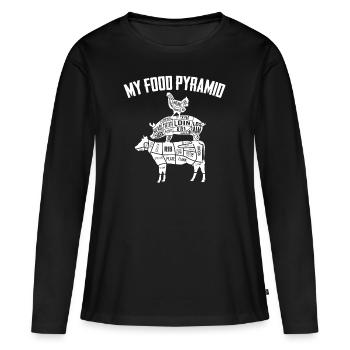 My Food Pyramide chair étiquetée - T-shirt manches longues Premium bio Femme - noir - Devant - Julia (174cm)