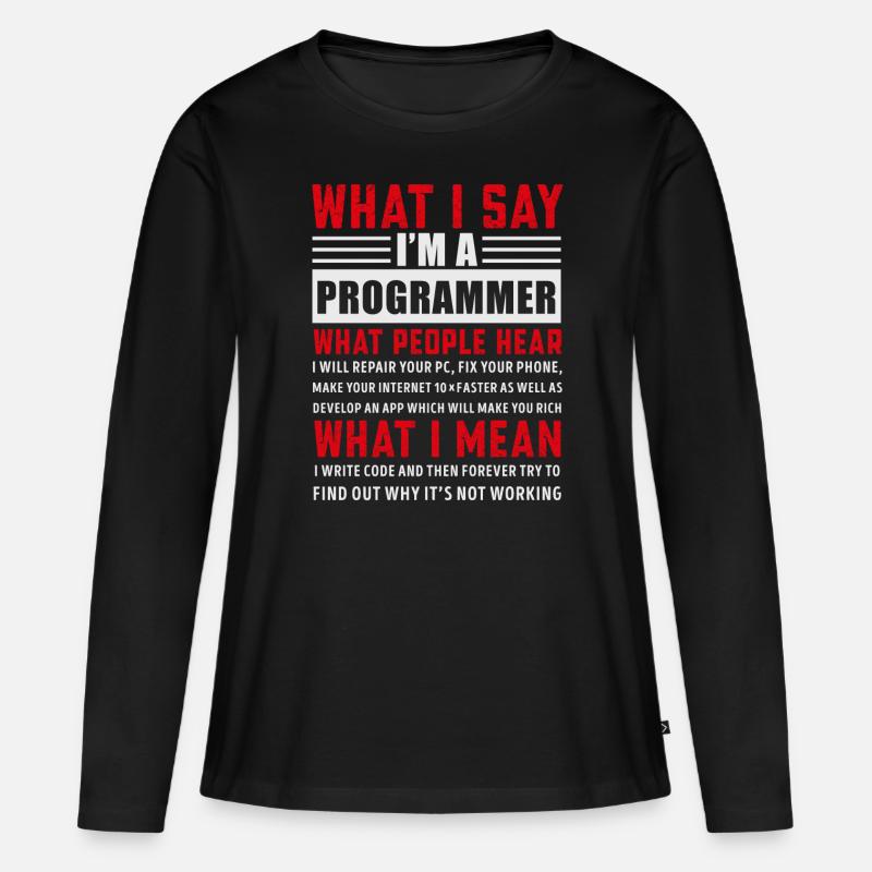 Lustige Programmierung Programmierung Programmierer Geschenk - Frauen Premium Bio Langarmshirt - Schwarz