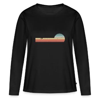 Rétro Horizontal Vintage Sunset - T-shirt manches longues Premium bio Femme - noir - Devant - Julia (174cm)
