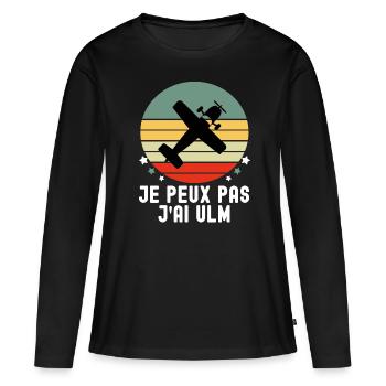 je peux pas j ai ulm humour ulm vintage - T-shirt manches longues Premium bio Femme - noir - Devant - Julia (174cm)