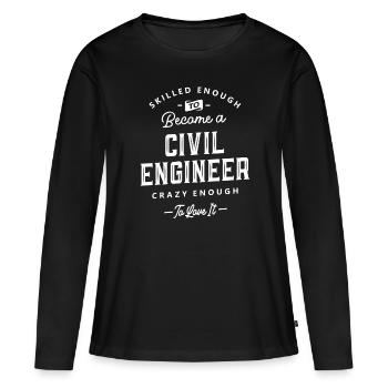 Ingénieur civil Drôle Titre du poste Profession - T-shirt manches longues Premium bio Femme - noir - Devant - Julia (174cm)