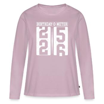 Birthday-O-Meter 26 Joyeux 26ème anniversaire Célébrant - T-shirt manches longues Premium bio Femme - rose poudré - Devant - Julia (174cm)