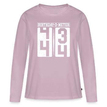 Birthday-O-Meter 44 Joyeux 44ème anniversaire Célébrant - T-shirt manches longues Premium bio Femme - rose poudré - Devant - Julia (174cm)