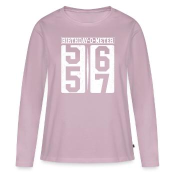 Birthday-O-Meter 57 Joyeux 57e anniversaire Célébrant - T-shirt manches longues Premium bio Femme - rose poudré - Devant - Julia (174cm)