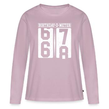 Birthday-O-Meter 68 Joyeux 68e anniversaire Célébrant - T-shirt manches longues Premium bio Femme - rose poudré - Devant - Julia (174cm)