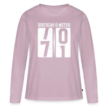 Anniversaire-O-Meter 71 Joyeux 71ème anniversaire Célébrant - T-shirt manches longues Premium bio Femme - rose poudré - Devant - Julia (174cm)