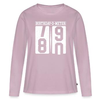 Anniversaire-O-Meter 80 Joyeux 80e anniversaire Célébrant - T-shirt manches longues Premium bio Femme - rose poudré - Devant - Julia (174cm)