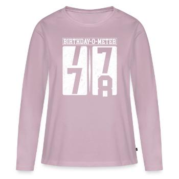 Birthday-O-Meter 78 Joyeux 78e anniversaire Célébrant - T-shirt manches longues Premium bio Femme - rose poudré - Devant - Julia (174cm)