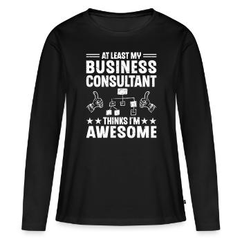 Au moins mon consultant d’affaires - T-shirt manches longues Premium bio Femme - noir - Devant - Julia (174cm)