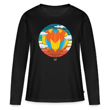 Retro Ballonfahrer Geschenkidee Heißluftballon - Frauen Premium Bio Langarmshirt - Schwarz - Vorne - Julia (174cm)