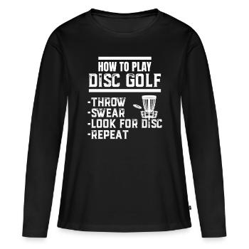 Comment lire Disc Golf Throw Sear chercher un disque - T-shirt manches longues Premium bio Femme - noir - Devant - Julia (174cm)