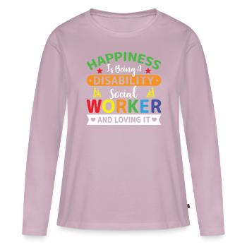Happiness Is A Disability Social Worker - Women's Premium Organic Long Sleeve Shirt - dusky pink - Front - Julia (174cm)