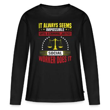 It Always Seems Impossible - Frauen Premium Bio Langarmshirt - Schwarz - Vorne - Julia (174cm)