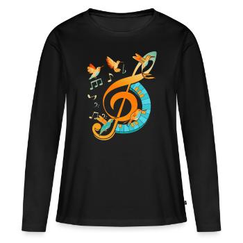 Clef - Women's Premium Organic Long Sleeve Shirt - black - Front - Julia (174cm)