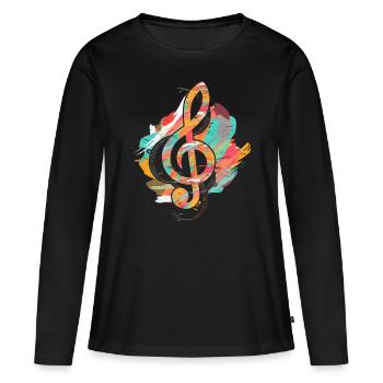 Clef - Women's Premium Organic Long Sleeve Shirt - black - Front - Julia (174cm)