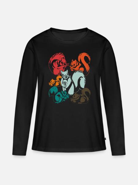Eichhörnchen - Frauen Premium Bio Langarmshirt - Schwarz