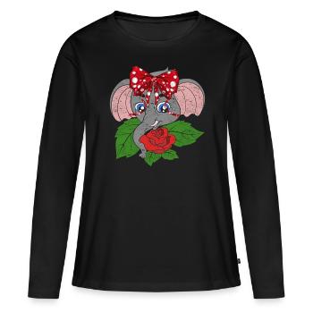 Éléphant - T-shirt manches longues Premium bio Femme - noir - Devant - Julia (174cm)