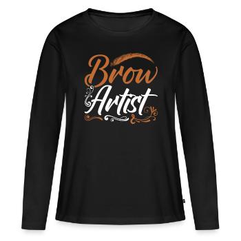 Sourcils Esthéticienne Cadeau Sourcils Artiste - T-shirt manches longues Premium bio Femme - noir - Devant - Julia (174cm)