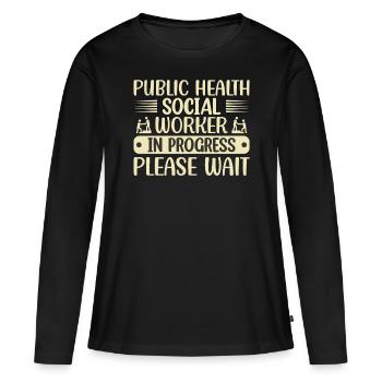 Travailleur social en santé publique en cours - T-shirt manches longues Premium bio Femme - noir - Devant - Julia (174cm)