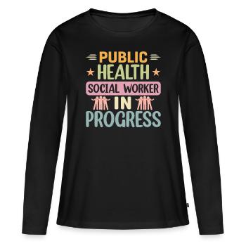 Travailleur social en santé publique en cours - T-shirt manches longues Premium bio Femme - noir - Devant - Julia (174cm)