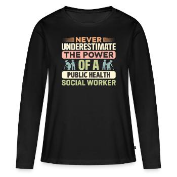 Le pouvoir du travailleur social en santé publique - T-shirt manches longues Premium bio Femme - noir - Devant - Julia (174cm)