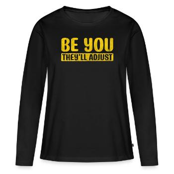 Motivate Inspire Encouragement Positivité Slogan - T-shirt manches longues Premium bio Femme - noir - Devant - Julia (174cm)