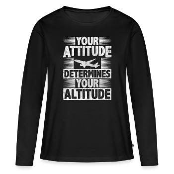 Votre attitude détermine votre motivation en altitude - T-shirt manches longues Premium bio Femme - noir - Devant - Julia (174cm)