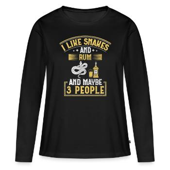 J’aime les serpents et le rhum et peut-être 3 personnes serpent - T-shirt manches longues Premium bio Femme - noir - Devant - Julia (174cm)