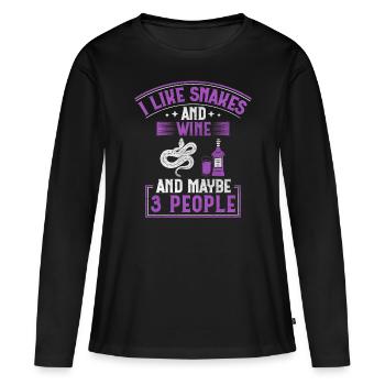 J’aime les serpents et le vin et peut-être 3 personnes serpent - T-shirt manches longues Premium bio Femme - noir - Devant - Julia (174cm)