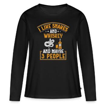 J’aime les serpents et le whisky et peut-être 3 personnes serpent - T-shirt manches longues Premium bio Femme - noir - Devant - Julia (174cm)