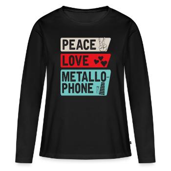 Peace Love Metallo Phone Joueurs - T-shirt manches longues Premium bio Femme - noir - Devant - Julia (174cm)