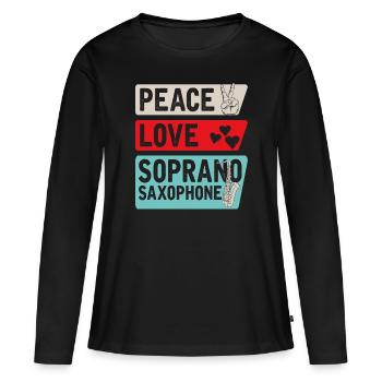 Peace Love Soprano Saxophonistes - T-shirt manches longues Premium bio Femme - noir - Devant - Julia (174cm)