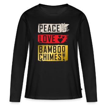 Peace Love Bambo Chimes Instrument de musique - T-shirt manches longues Premium bio Femme - noir - Devant - Julia (174cm)
